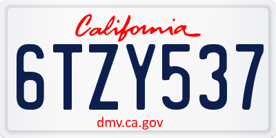 CA license plate 6TZY537