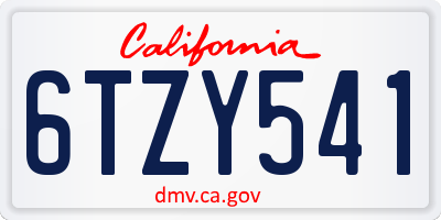 CA license plate 6TZY541
