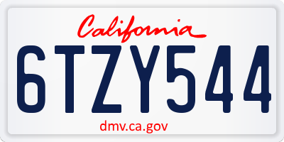 CA license plate 6TZY544