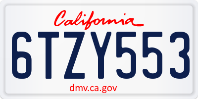 CA license plate 6TZY553