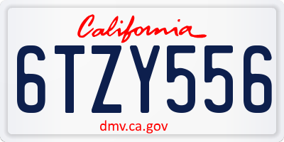 CA license plate 6TZY556