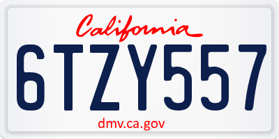 CA license plate 6TZY557