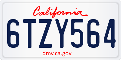CA license plate 6TZY564