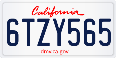 CA license plate 6TZY565