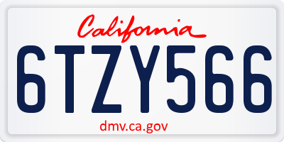 CA license plate 6TZY566