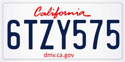 CA license plate 6TZY575