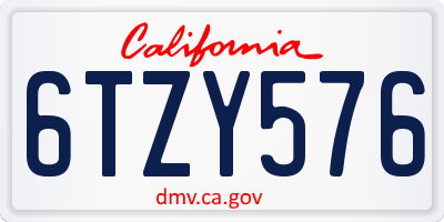 CA license plate 6TZY576