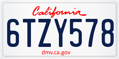CA license plate 6TZY578