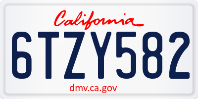 CA license plate 6TZY582