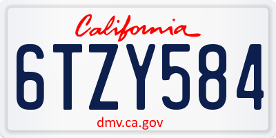 CA license plate 6TZY584