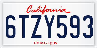 CA license plate 6TZY593