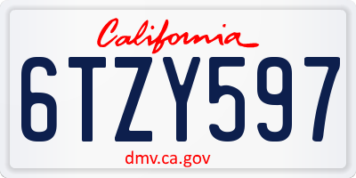 CA license plate 6TZY597