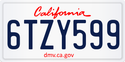 CA license plate 6TZY599