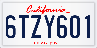 CA license plate 6TZY601