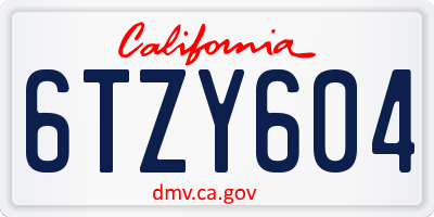 CA license plate 6TZY604