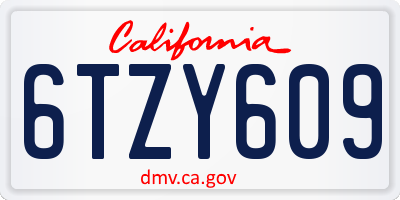 CA license plate 6TZY609