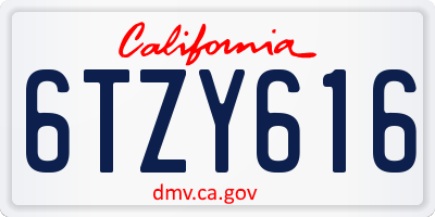 CA license plate 6TZY616