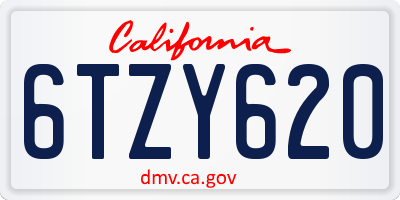 CA license plate 6TZY620