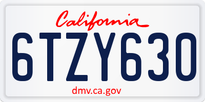 CA license plate 6TZY630