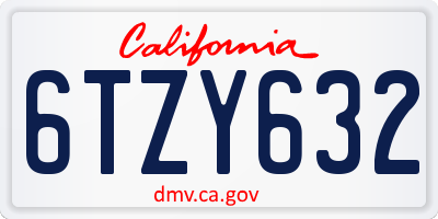 CA license plate 6TZY632