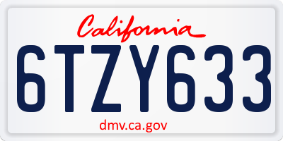 CA license plate 6TZY633