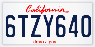 CA license plate 6TZY640