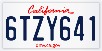 CA license plate 6TZY641