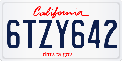 CA license plate 6TZY642