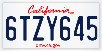 CA license plate 6TZY645