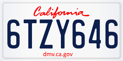 CA license plate 6TZY646