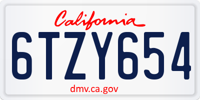 CA license plate 6TZY654
