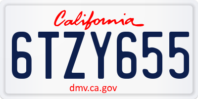 CA license plate 6TZY655