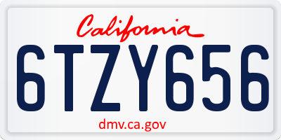CA license plate 6TZY656