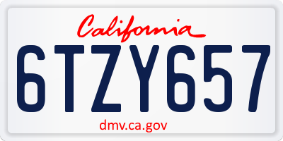 CA license plate 6TZY657