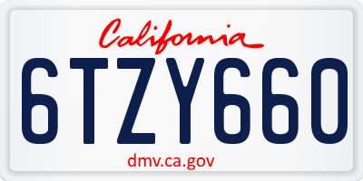 CA license plate 6TZY660