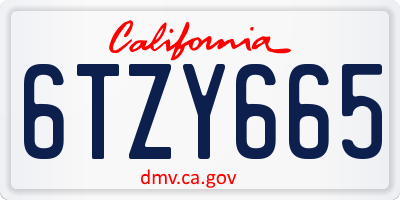 CA license plate 6TZY665
