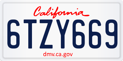 CA license plate 6TZY669