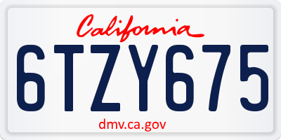 CA license plate 6TZY675
