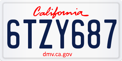 CA license plate 6TZY687
