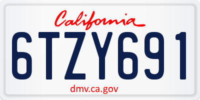 CA license plate 6TZY691