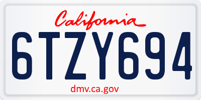 CA license plate 6TZY694