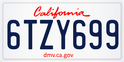 CA license plate 6TZY699