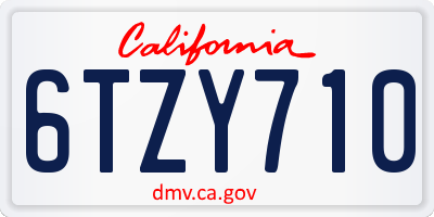 CA license plate 6TZY710