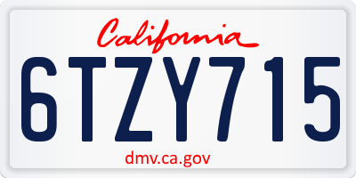 CA license plate 6TZY715