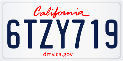 CA license plate 6TZY719