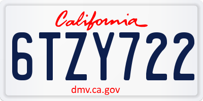 CA license plate 6TZY722