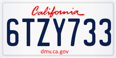 CA license plate 6TZY733