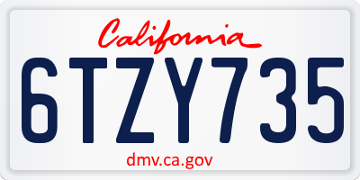 CA license plate 6TZY735