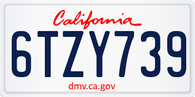 CA license plate 6TZY739