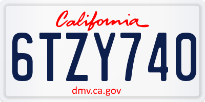 CA license plate 6TZY740